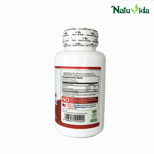 Glicinato de Magnesio con Vitamina D3 - Mountain Valley 100 Cápsulas (Ansiedad y Estrés)