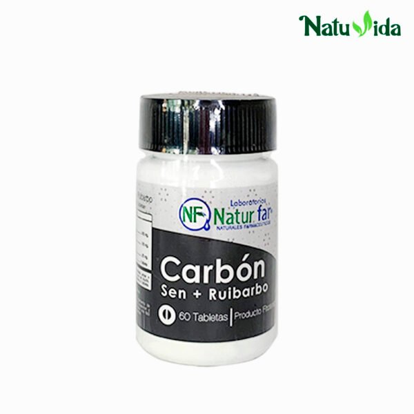 1CARBONSENS Carbón Sen + Ruibarbo - Natufar 60 Tabletas (Estreñimiento)