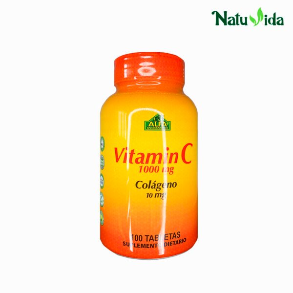 1VITAMINAC Vitamina C 1000 mg + Colágeno - 100 Tabletas Alfa