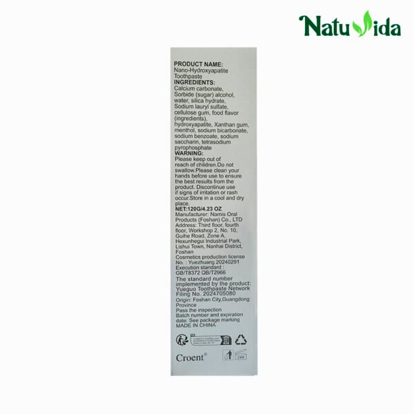Crema Dental Sin Flúor con Hidroxiapatita Natural - 120g Croent Oral