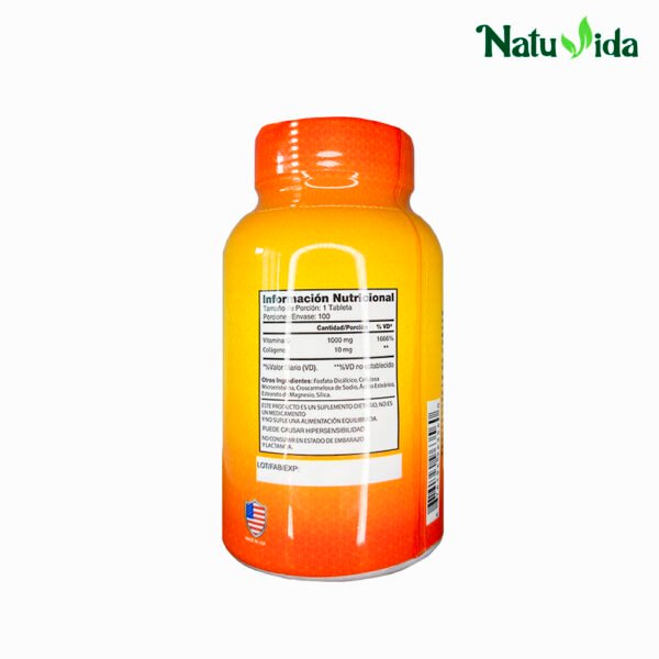 4VITAMINAC Vitamina C 1000 mg + Colágeno - 100 Tabletas Alfa